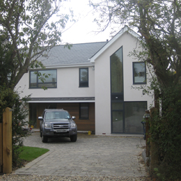 photograph of the light house once completed with the new extension and white insulated rendered walls