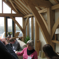 photograph of the inside of one of carpenter oaks buildings